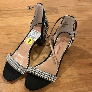 Betsey Johnson Black and Silver Embellished Heels